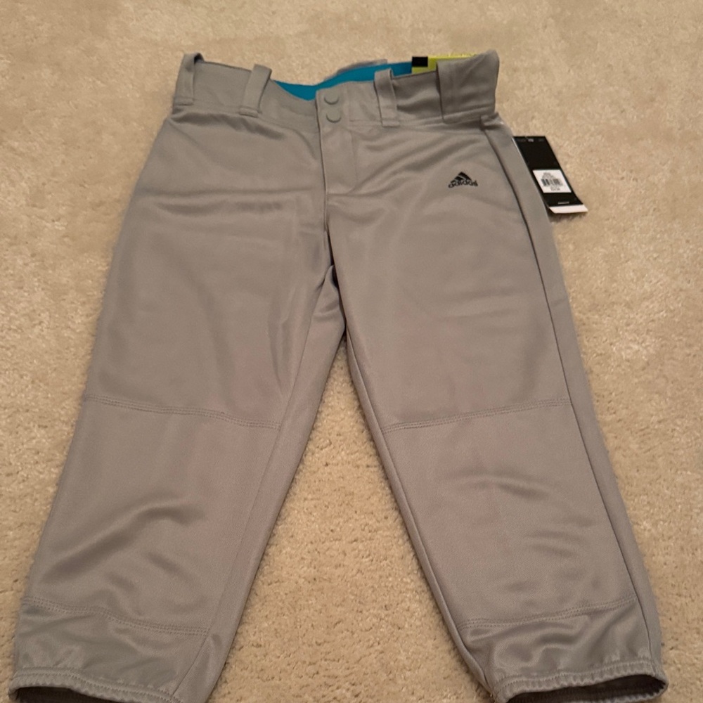 Adidas Girls Light Gray Athletic Softball Pants